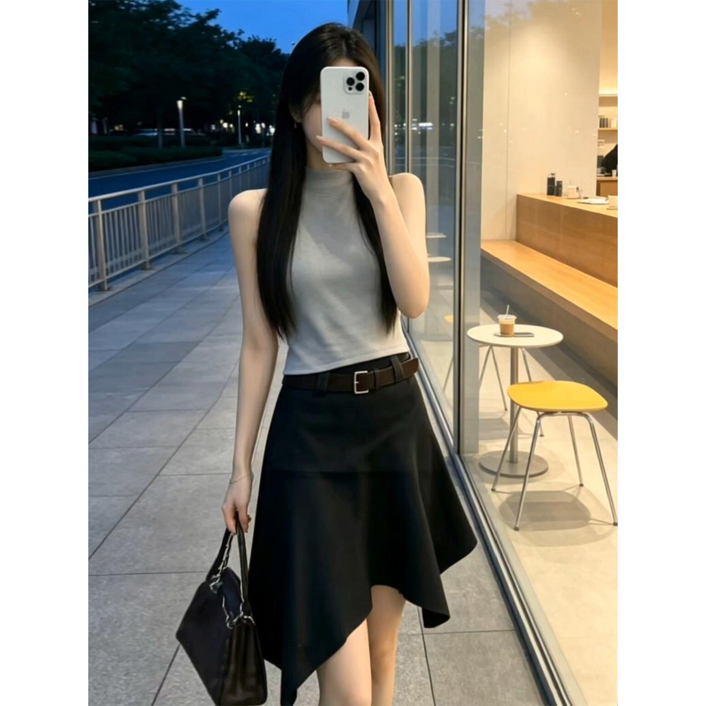 设计感小众无袖上衣牛仔裙套装女夏季韩系超火独特漂亮巨好看套装