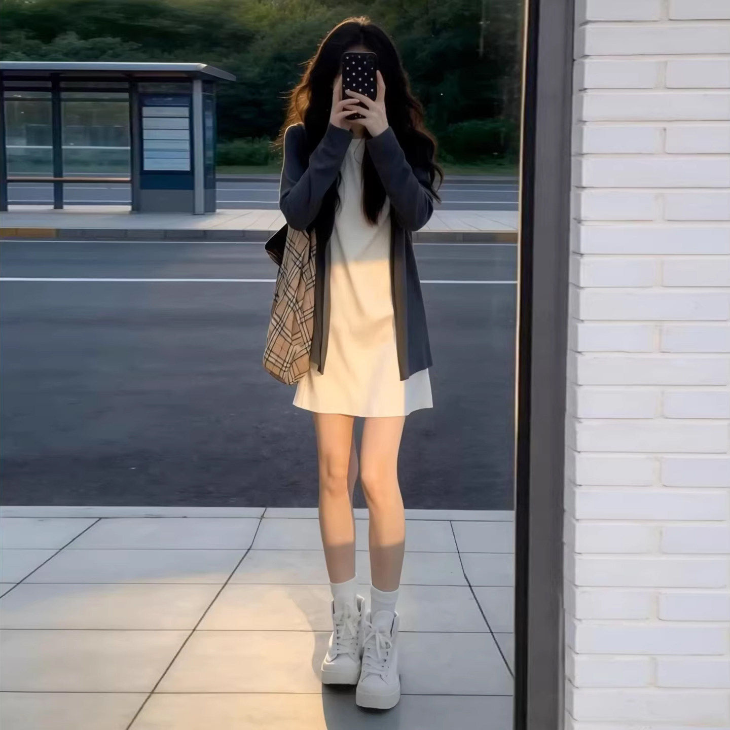 小个子白色连衣裙子女2026新款早春季巨好看韩系穿搭一整套装短裙