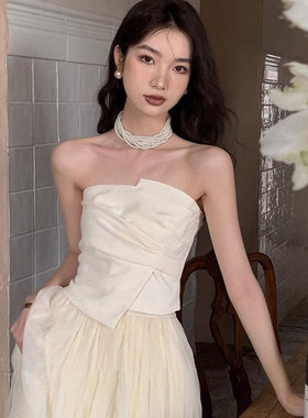 法式无肩带抹胸背心女款 高级感修身外穿吊带裹胸上衣