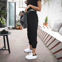 Shes-truyện Hàn Quốc mùa thu mới của phụ nữ lỏng lẻo giả hai mảnh chín điểm quần thể thao giản dị quần eo cao - Quần Harem quần áo nữ đẹp