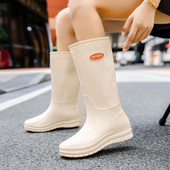 高筒防水防滑加绒雨靴成人外穿耐磨厨房洗车工作长筒水鞋 雨鞋 女款