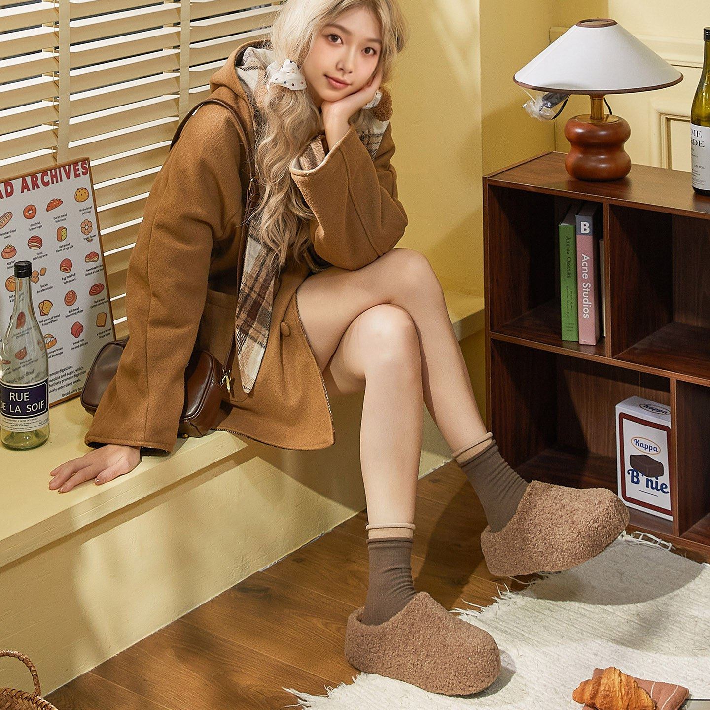 蚂蚁之恋冬款新款简约时尚纯色厚底女款舒适棉拖鞋毛毛鞋一脚蹬,居家布艺,居家棉拖/棉鞋,淘宝优惠券,粉丝福利购,淘宝优惠卷