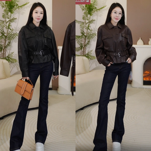 【圣某蓝秀场同源】宋佳同款 柜上2.1w 时尚洋气皮衣JKM1852