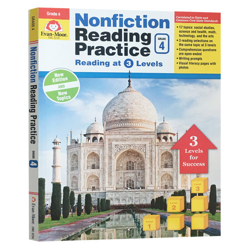 非虚构类文学阅读练习 四年级 Nonfiction Reading Practice Grade 4 英文原版美国加州小学英语教辅 Evan Moor 进口书籍
