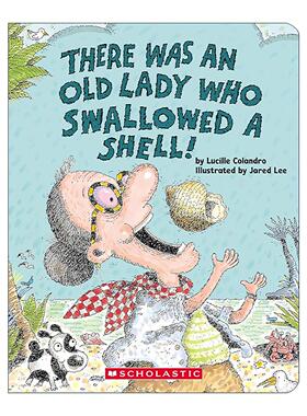 英文原版 There Was an Old Lady Who Swallowed a Shell 有个老婆婆吞下了一个贝壳 纸板书 英文版 进口英语原版书籍