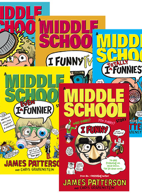 I Funny 撞墙日记1-5册套装 Middle School 媲美小屁孩日记 英文原版儿童章节小说 进口童书