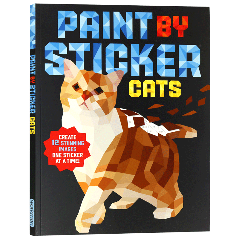 贴图画册 猫 Paint by Sticker Cats 猫科动物插图 英文原版艺术读物 进口英语书籍
