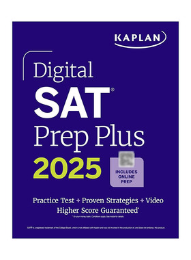 英文原版 Digital SAT Prep Plus 2025 卡普兰美国高中毕业生学术能力水平考试指南 含1套模拟 700道练习题 进口英语原版书籍