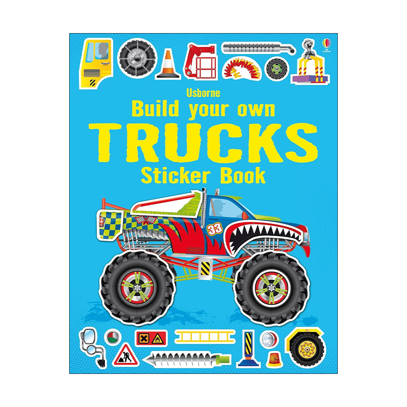 英文原版 Usborne Build your own Trucks Sticker book 卡车贴纸书 尤斯伯恩儿童早教启蒙认知益智游 英文版 进口英语原版书籍
