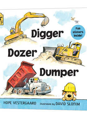 挖掘机 推土机 翻斗车 Digger Dozer Dumper 英文原版儿童押韵绘本 进口英语纸板书籍
