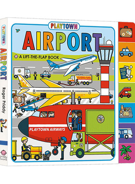 玩玩镇系列 机场 Playtown Airport 交通工具认知 英文原版儿童趣味纸板翻翻书 边玩边学 幼儿启蒙认知绘本 亲子共读图画书