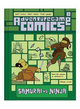 英文原版 Adventuregame Comics Samurai vs Ninja 冒险游戏漫画3 武士大战忍者 儿童互动图像小说 精装 Meanwhile作者Jason Shiga