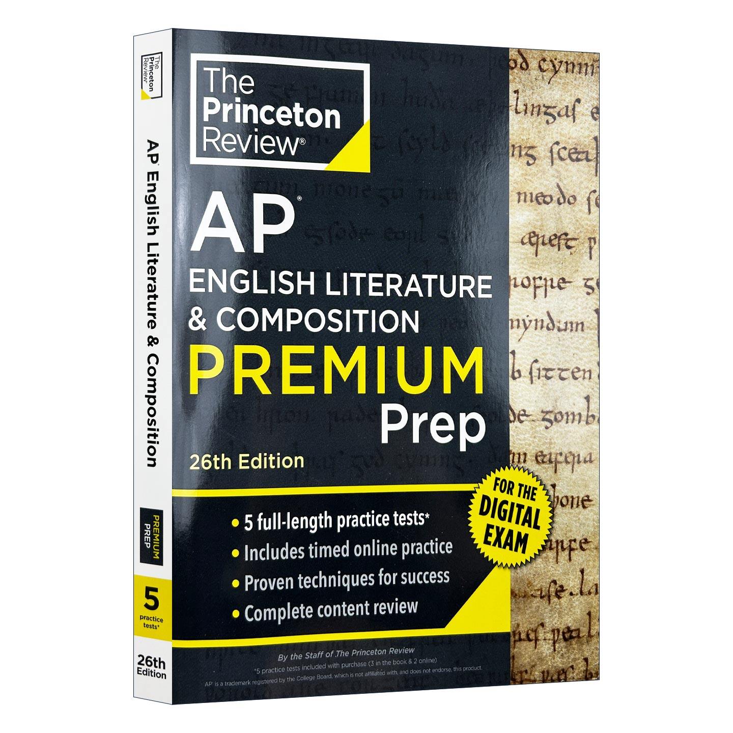 英文原版 Princeton Review AP English Literature & Composition Premium Prep 普林斯顿评论AP英语文学与写作含线上题库第26版