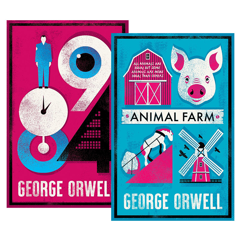 Nineteen Eighty-Four+Animal Farm  George Orwell 1984+动物农场庄园2册装 乔治奥威尔 英文原版文学小说 进口儿童读物