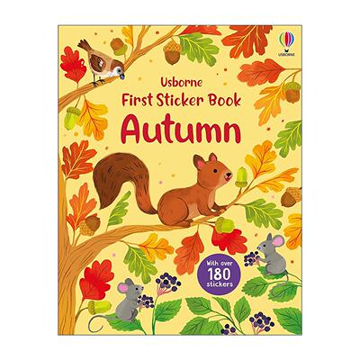 英文原版 Usborne First Sticker Book Autumn 尤斯伯恩一本贴纸书 秋天 180多张贴纸 儿童益智游戏 英文版 进口英语原版书籍