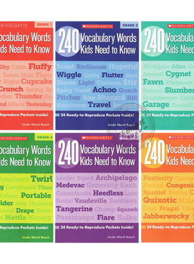 240个单词词汇 学乐小学生英语词汇练习册1-6年级 240 Vocabulary Words Kids Need to Know 英文原版英语启蒙小学教辅进口书籍