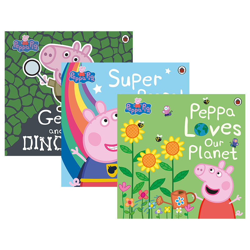 Peppa Pig George and the Dinosaur 英文原版 小猪佩奇平装大开本绘本3册 粉红猪小妹 乔治和恐龙 英文版进口儿童英语启蒙图画书