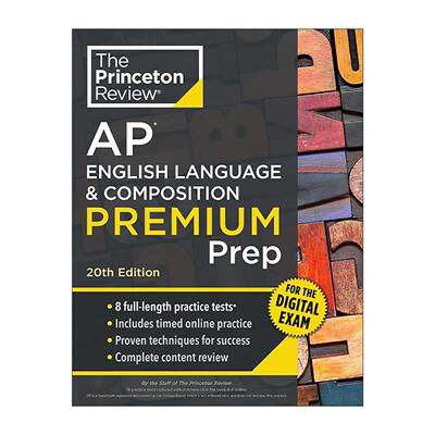 英文原版 Princeton Review AP English Language & Composition Premium Prep 普林斯顿评论AP英语与写作增值版含线上题库第20版