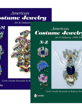 英文原版 American Costume Jewelry 美国服装配饰珠宝图册 2册 复古中古首饰 精装收藏集 Roberto Brunalti 英文版 进口原版书籍