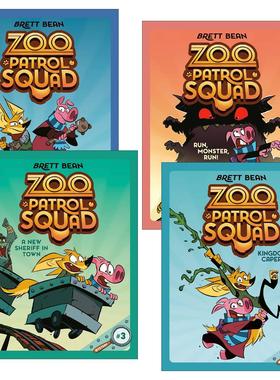 英文原版 Zoo Patrol Squad 动物巡逻队系列1-4册 儿童全彩搞笑推理漫画 章节桥梁故事书 Brett Bean 英文版 进口英语原版书籍
