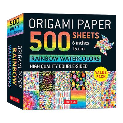 英文原版 Origami Paper 500 sheets Rainbow Watercolors 6