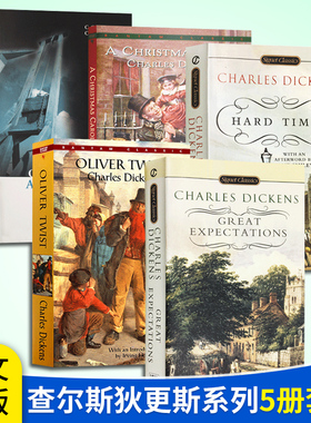 狄更斯系列小说5册 雾都孤儿 Oliver Twist 远大前程 Great Expectations 双城记 艰难时世 圣诞颂歌 英文原版经典文学 进口书籍