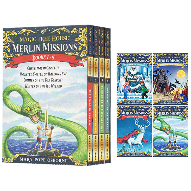 神奇树屋梅林的任务1-4册 英文原版学生课外读物 Merlin Mission 1-4 The Magic Tree House 29-32 儿童进口英语桥梁章节冒险小说