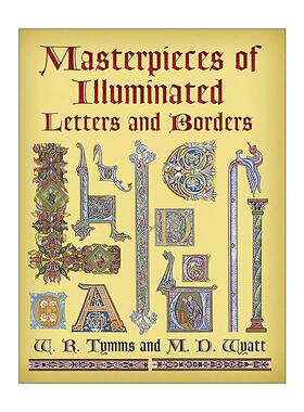 英文原版 Masterpieces of Illuminated Letters and Borders发光字母和边框的杰作 中世纪装饰设计素材图案图册 进口英语原版书籍