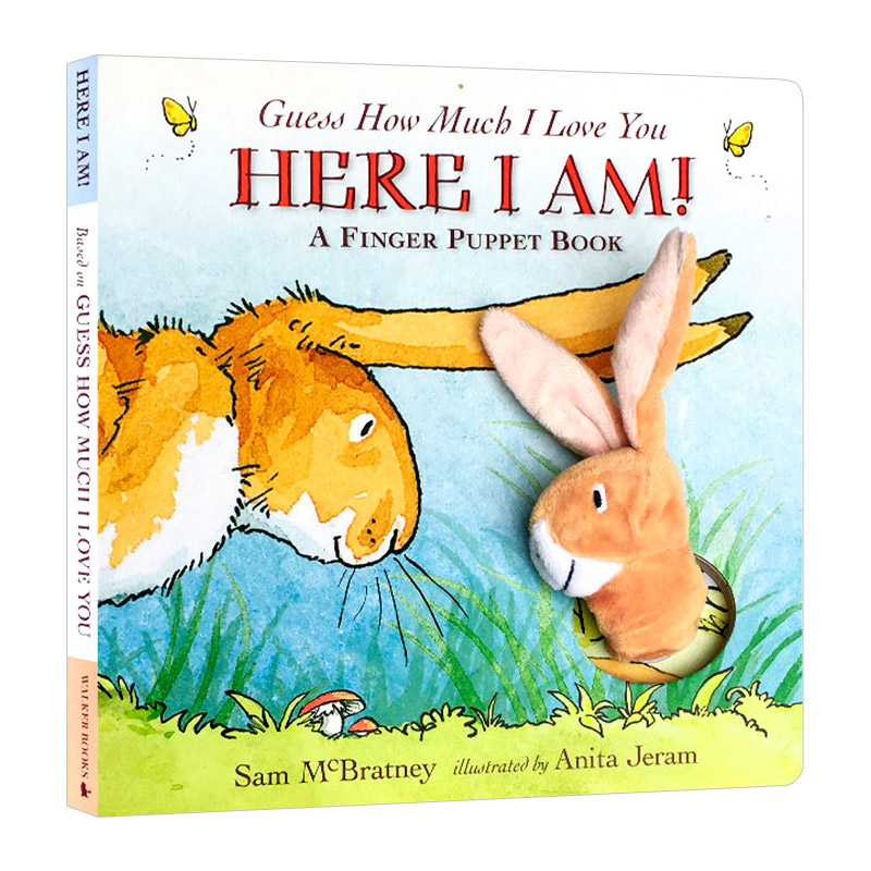 猜猜我有多爱你 儿童手偶书 英文原版 Guess How Much I Love You Here I Am A Finger Puppet Book 英文版绘本儿童英语启蒙纸板书