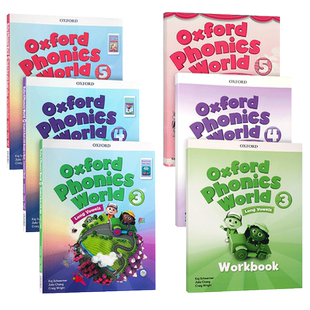 Oxford Phonics World 3-5级别课本+练习册 牛津自然拼读教材3-5级别含APP 英文原版少儿英语启蒙A到Z字母发音学习教辅