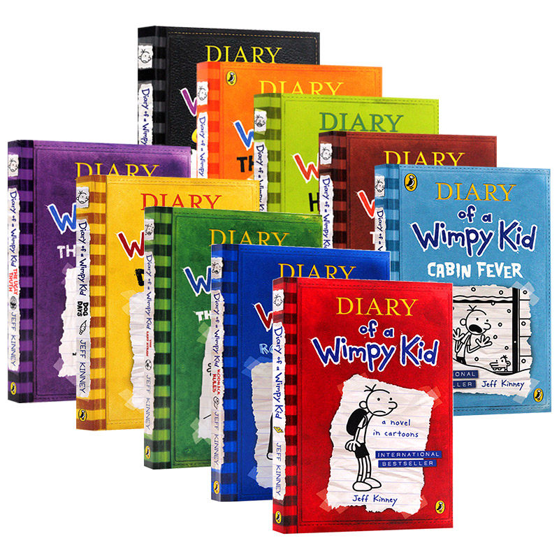 小屁孩日记1-10册英文版 英文原版小说全套 Diary of a Wimpy Kid 课外读物章节书进口原版英语幽默儿童漫画 美国初中小学生故事书