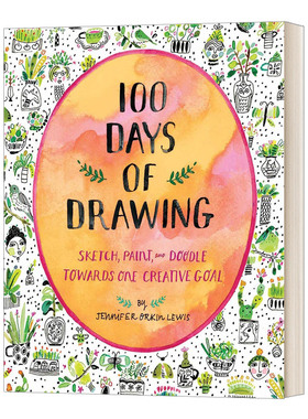 英文原版 100 Days Of Drawing Guided Sketchbook 进口艺术 100天手把手教你绘画 绘画技巧 英文版 进口英语原版书籍