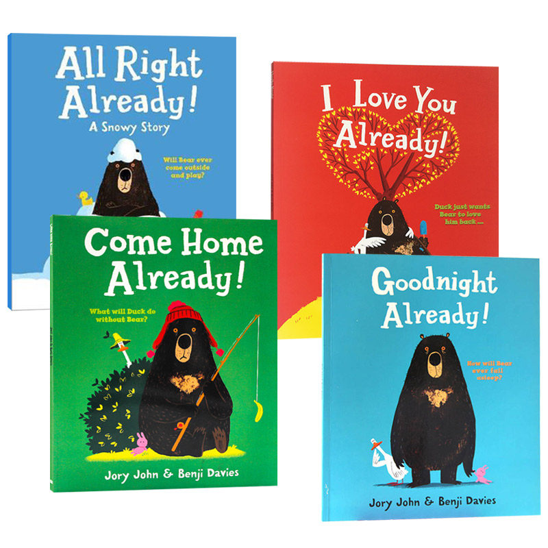本吉戴维斯绘本4册套装 英文原版 Goodnight Come Home I Love You All Right Already 大熊与鸭子系列 儿童英语启蒙图画故事书