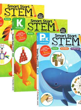 聪慧启蒙系列科学练习册套装3册 英文原版教辅 Smart Start STEM Grade Prek K 1 幼儿园小中大班一年级 美国加州教辅进口英语书