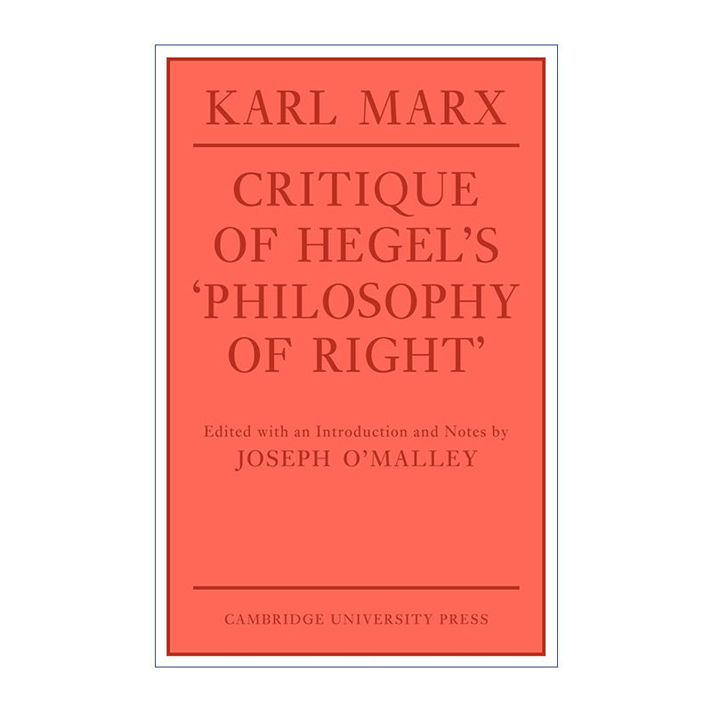 英文原版 Critique of Hegel's 'Philosophy Of Right' 马克思 黑格尔法哲学批判 剑桥政治史及理论研究系列 英文版 进口英语书籍