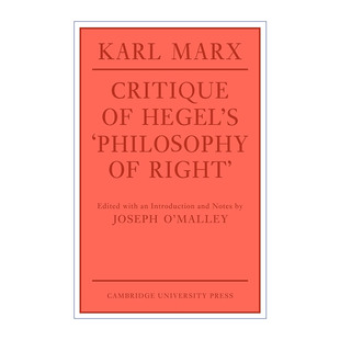 英文原版 Critique of Hegel's 'Philosophy Of Right' 马克思 黑格尔法哲学批判 剑桥政治史及理论研究系列 英文版 进口英语书籍