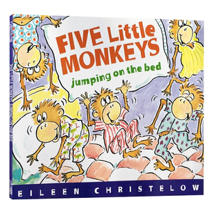 五只小猴子在床上蹦蹦跳 廖彩杏书单 Five Little Monkeys Jumping on the Bed 英文原版绘本 儿童英语启蒙睡前图画故事书 英文版