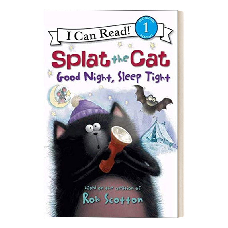 英文原版 Splat the Cat Good Night  Sleep Tight 啪嗒猫 晚安睡个好觉 I Can Read Level 1分级阅读 英文版 进口英语原版书籍