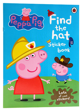 小猪佩奇 找帽子 贴纸书 Peppa Pig Find the hat Sticker Book ladybird 英文原版儿童益智游戏绘本 进口英语书籍