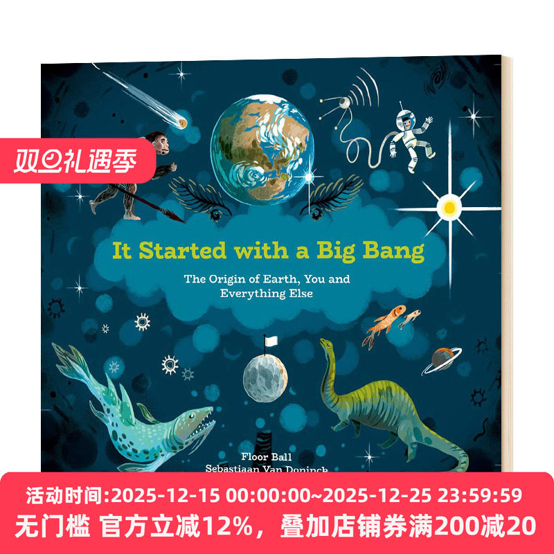 大爆炸起源  It Started with a Big Bang 精装绘本 英文原版儿童百科宇宙太空知识绘本人类起源 英文版