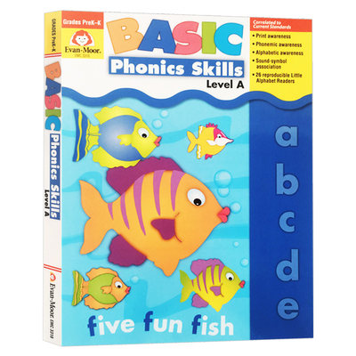 基础练习系列 自然拼读A级 幼儿园小中大班 Basic Phonics Skills Level A 英文原版美国加州教辅 Evan Moor 进口原版英语书籍