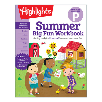 英文原版 Summer Big Fun Workbook Preschool Readiness 学前准备 亮点暑期大趣味学习练习册 启蒙游戏活动书 英文版 进口英语书