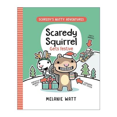 英文原版 Scaredy's Nutty Adventures 03 Scaredy Squirrel Gets Festive 松鼠小嘀咕疯狂冒险系列3 喜庆起来 儿童圣诞漫画章节