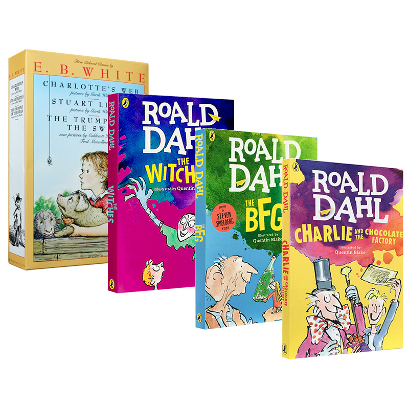 夏洛的网 Charlotte's Web EB 怀特三册套装英文版 夏洛特的网 罗尔德达尔作品3册 查理和巧克力工厂 英文原版少儿桥梁章节书小说