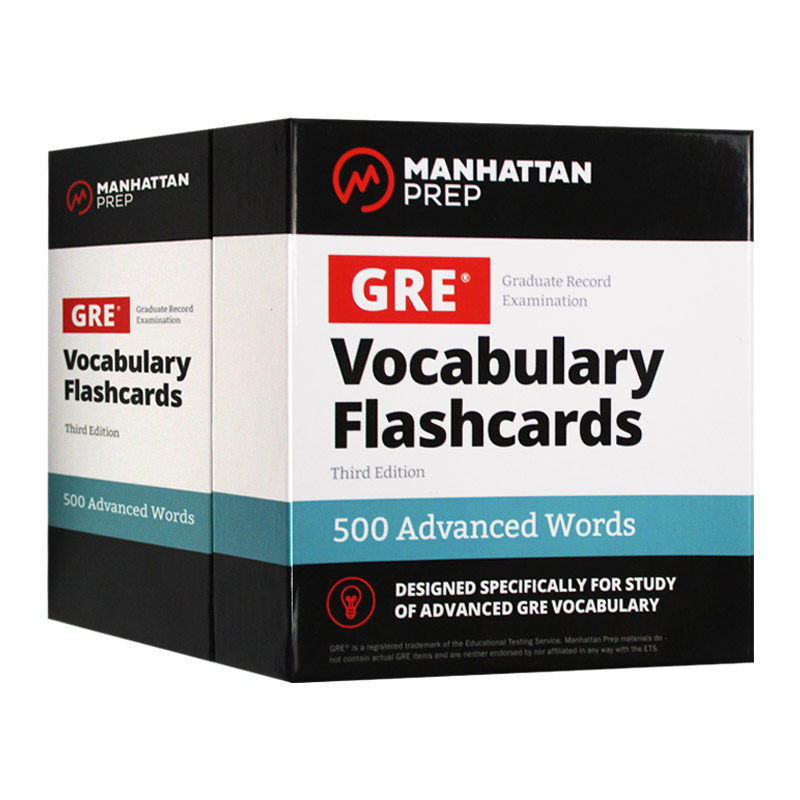 曼哈顿GRE高级词汇卡片 500 Advanced Words: GRE Vocabulary Flashcards Manhattan Prep 英文原版英语单词书 进口书籍