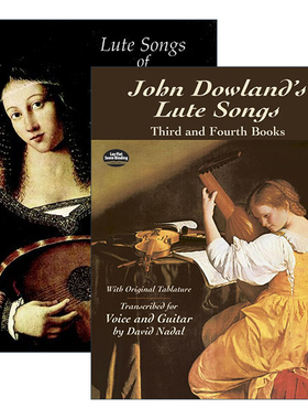 英文原版 Lute Songs of John Dowland 约翰·道兰德鲁特琴曲作品集系列2本 原始乐谱 琵琶 John Dowland 英文版 进口英语原版书籍