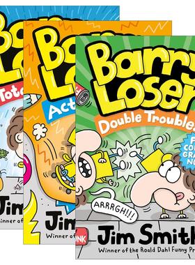 英文原版 Barry Loser 倒霉蛋巴里系列3册 彩色幽默漫画小说 十足的嬴家 动作英雄 双重麻烦 英文版 进口英语原版书籍