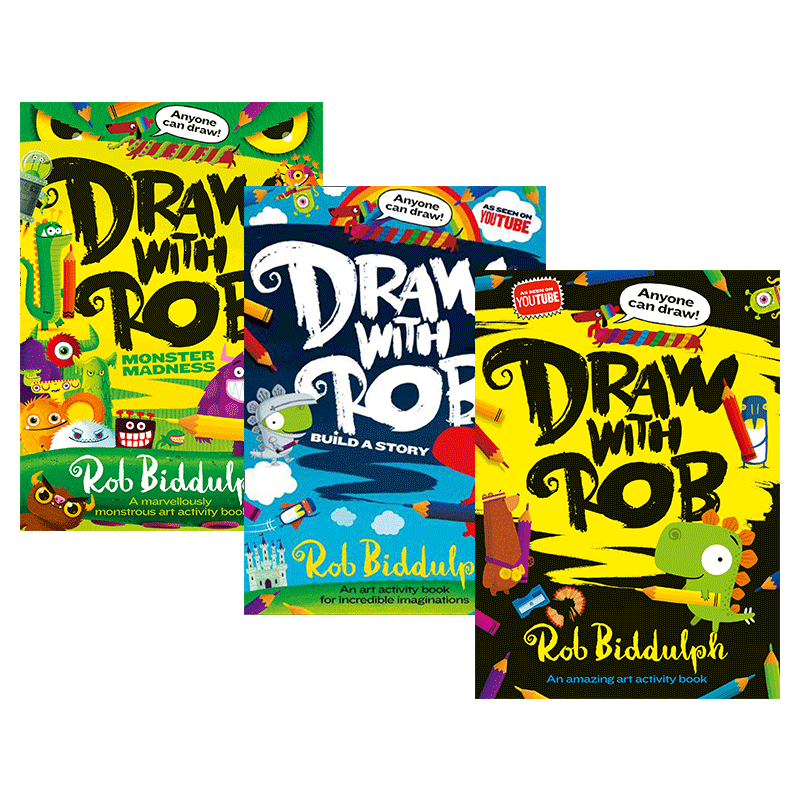 Draw With Rob 和罗伯比达尔夫一起画画3册 英文原版儿童启蒙读物 进口英语书籍