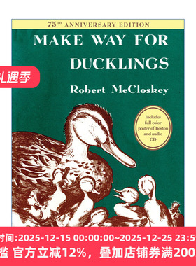 让路给小鸭子 精装 75周年纪念收藏版  Make Way for Ducklings 凯迪克金奖 Robert McCloskey 英文原版儿童绘本