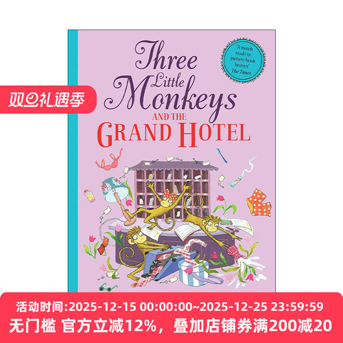 英文原版 Three Little Monkeys and the Grand Hotel 三只小猴子和大饭店 昆汀布莱克大开本绘本 Emma Chichester Clark插画